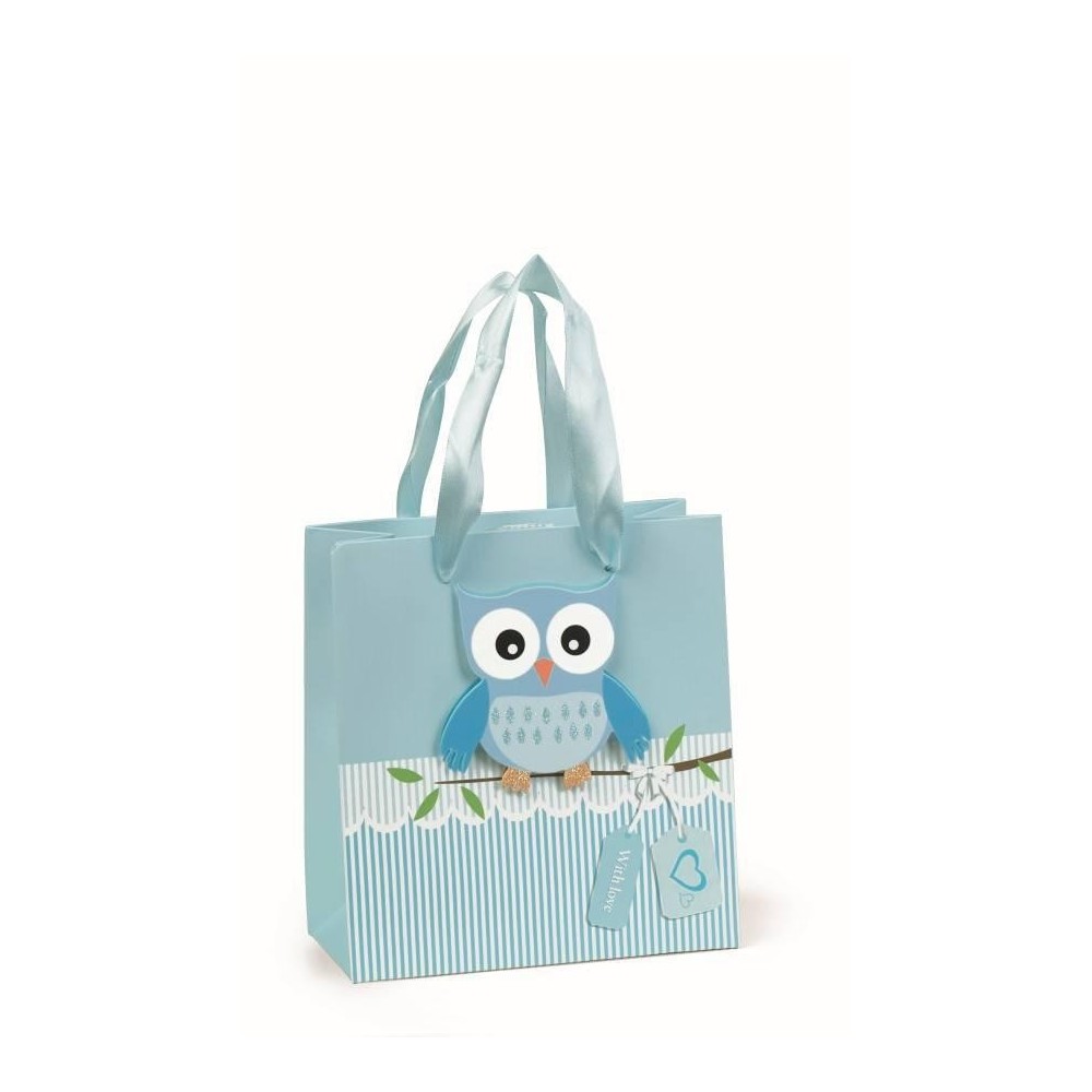SHOPPER CON GUFO AZZURRO 14.5X6.5X10CM